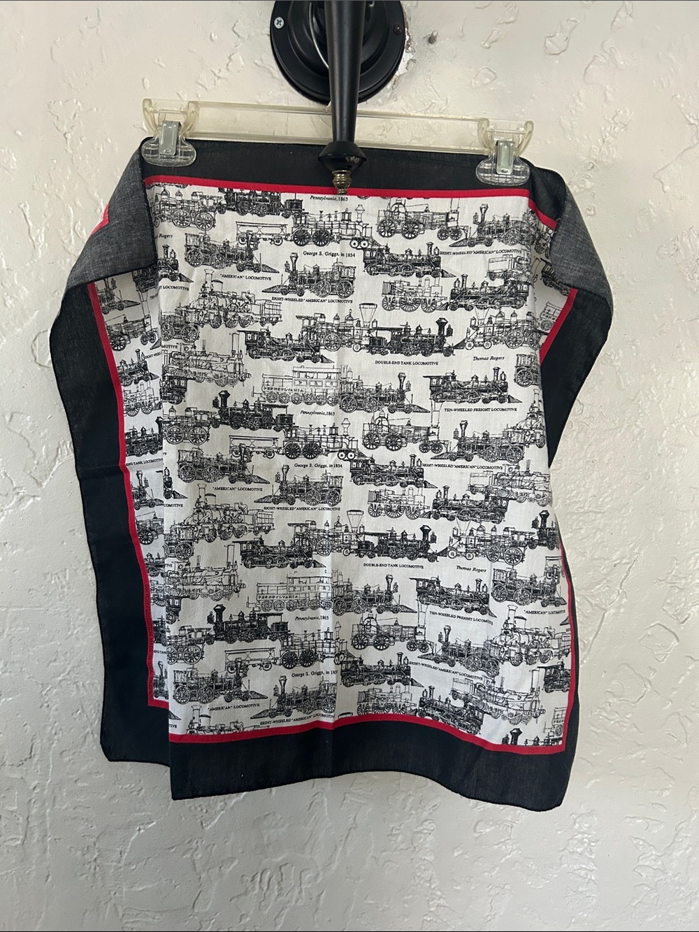 Vintage Steam Locomotive Handkerchief with Train Art Print